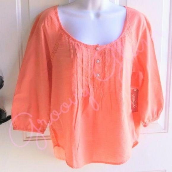 Arizona Jean Company Tops - New ARIZONA JEANS Co Peach Fuzz Orange Peasant Scoop Neck Top